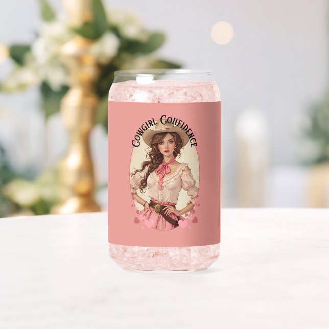 Coquette Cowgirl Western Fashion Portrait Can Glass (Insitu (Wedding))