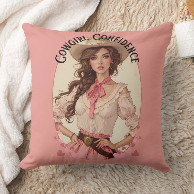 Coquette Cowgirl Western Fashion Portrait Cushion (Blanket)