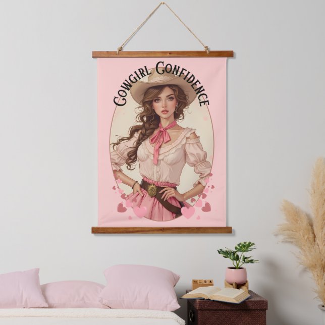 Coquette Cowgirl Western Fashion Portrait Hanging Tapestry (Bedroom)