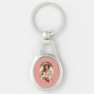 Coquette Cowgirl Western Fashion Portrait Key Ring