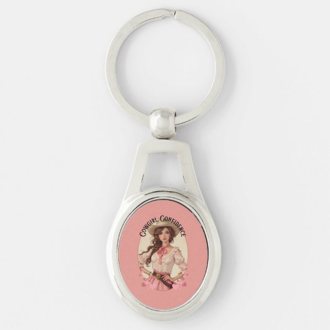 Coquette Cowgirl Western Fashion Portrait Key Ring (Front)