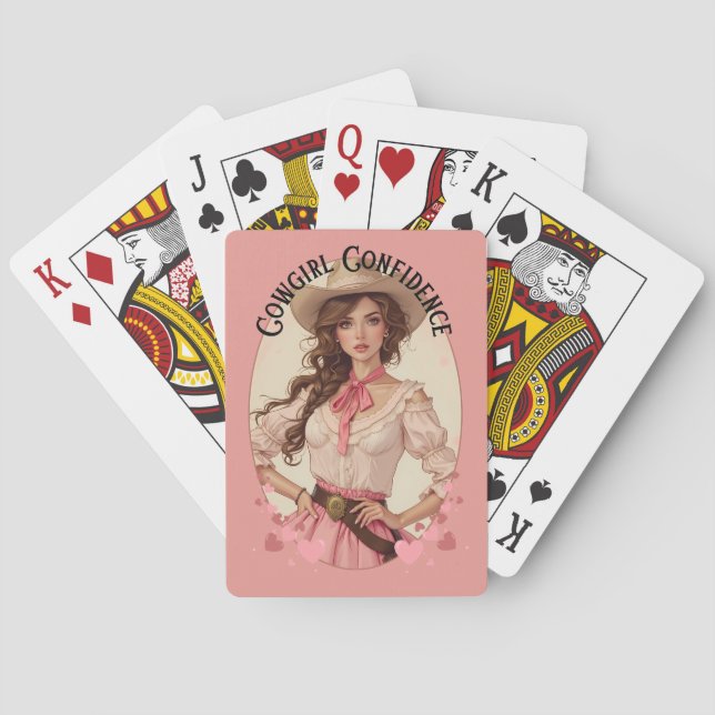 Coquette Cowgirl Western Fashion Portrait Playing Cards (Back)