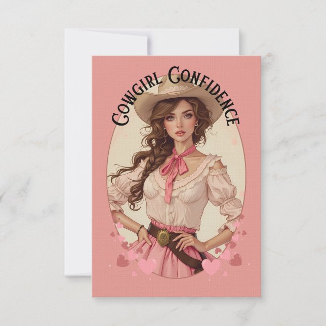 Coquette Cowgirl Western Fashion Portrait Thank You Card (Front)