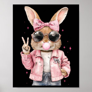 Coquette Cute Rabbit Bunny Blowing Bubble Funny Ea Poster