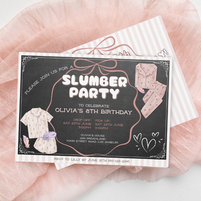 Coquette cute slumber birthday party invitation (Creator Uploaded)