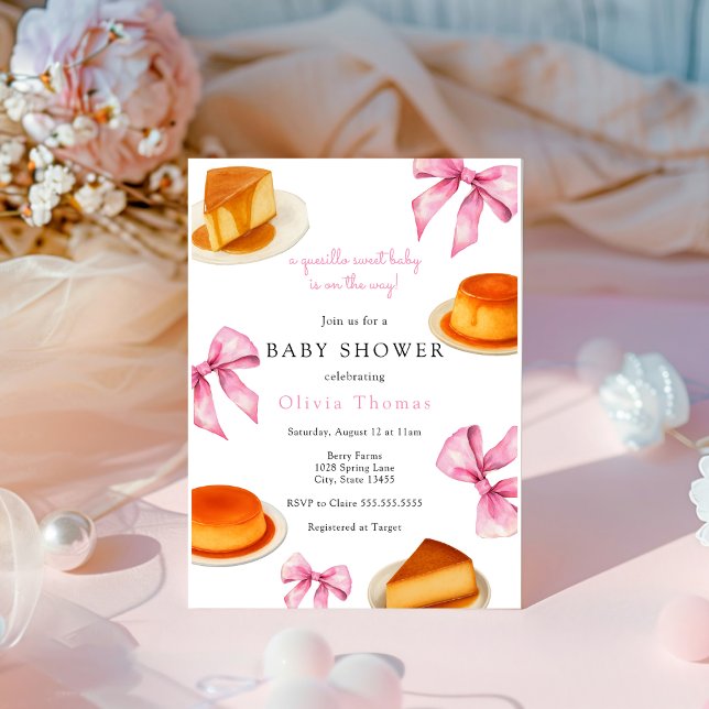 Coquette Cutie quesillo Sweet Pink Bow Baby Shower Invitation (Creator Uploaded)