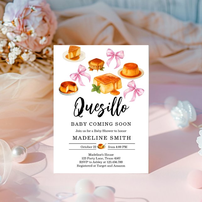 Coquette Cutie quesillo Sweet Pink Bow Baby Shower Invitation (Creator Uploaded)