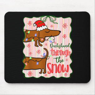 Coquette Dachshund Through The Snow, Retro Christm Mouse Mat