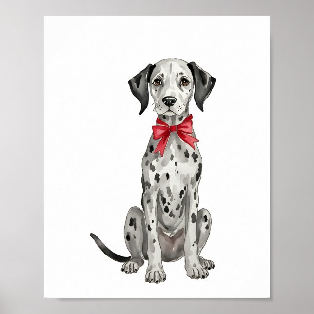 Coquette Dalmatian Puppy Watercolor Poster (Front)