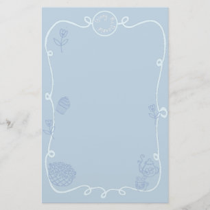 Coquette Doodle Ribbon Frame Stationery