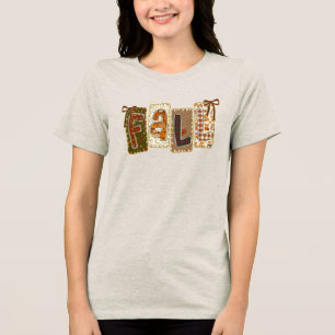 Coquette Fall Aesthetic Pumpkin Plaid Cute Autumn Tri-Blend Shirt