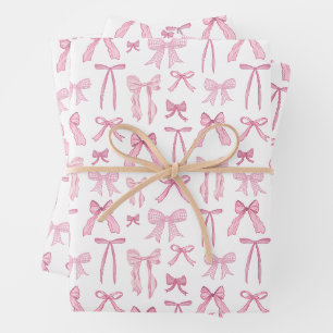 Coquette Feminine Pink Bows & Ribbons Wrapping Paper Sheet