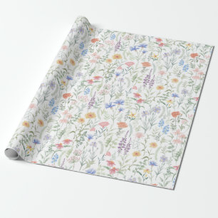 Coquette Feminine Wildflower Meadow Wrapping Paper