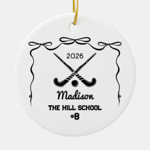 Coquette Field Hockey, Field Hockey team xmas Ceramic Tree Decoration