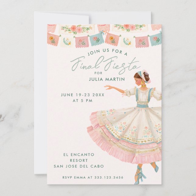 Coquette Final Fiesta Bachelorette Invitation (Front)