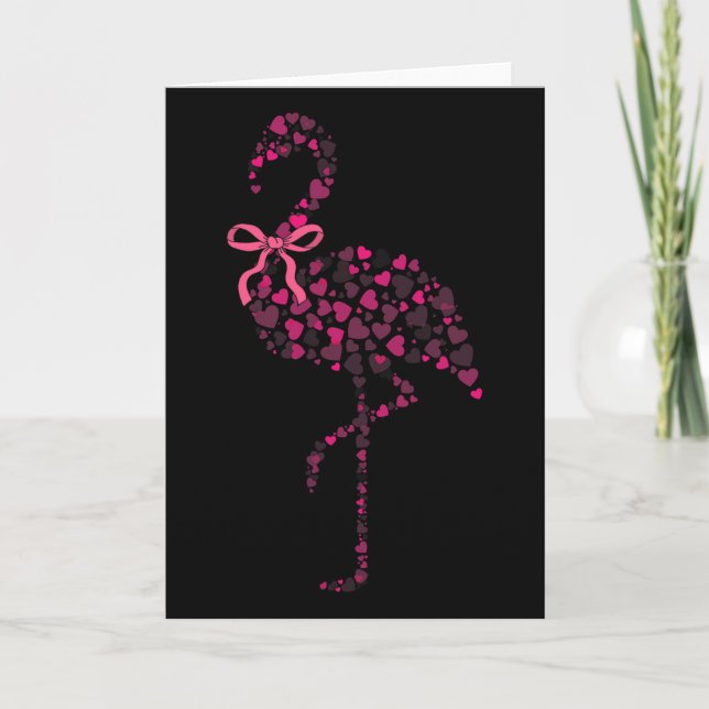 Coquette Flamingo Heart Cute Pink Valentine's Day  Card (Front)