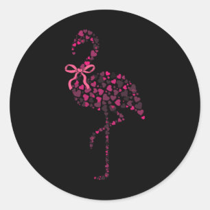 Coquette Flamingo Heart Cute Pink Valentine's Day Classic Round Sticker