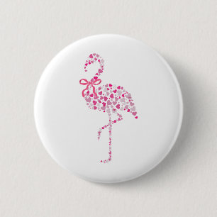 Coquette Flamingo Heart Cute Pink Valentines Day W 6 Cm Round Badge