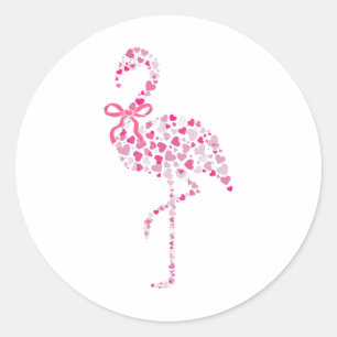 Coquette Flamingo Heart Cute Pink Valentines Day W Classic Round Sticker