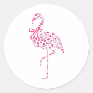 Coquette Flamingo Heart Cute Pink Valentines Day W Classic Round Sticker