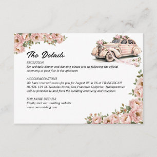 Coquette Floral Blush Pink Wedding Details Enclosure Card