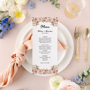 Coquette Floral Blush Pink Wedding Menu
