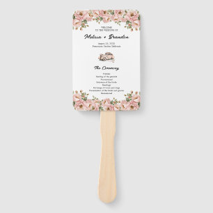 Coquette Floral Blush Pink Wedding Program Hand Fan