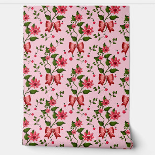 Coquette floral Bow Pattern Wallpaper