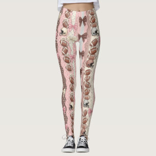 Coquette Football Bows Leopard Pattern (10) Leggings