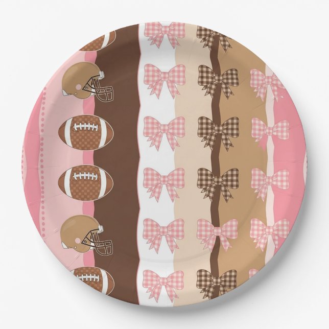 Coquette Football Bows Leopard Pattern (11) Paper Plate (Front)