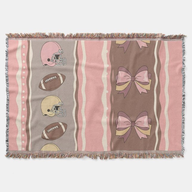 Coquette Football Bows Leopard Pattern (12) Throw Blanket (Front)
