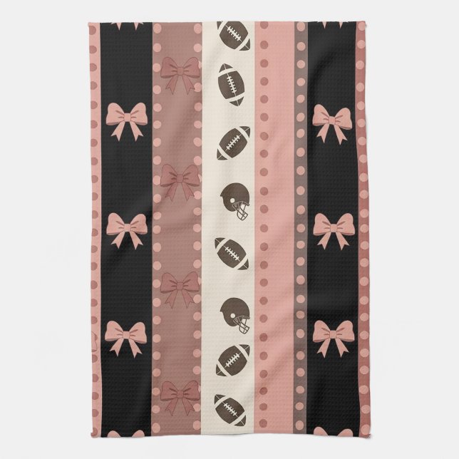 Coquette Football Bows Leopard Pattern (13) Tea Towel (Vertical)
