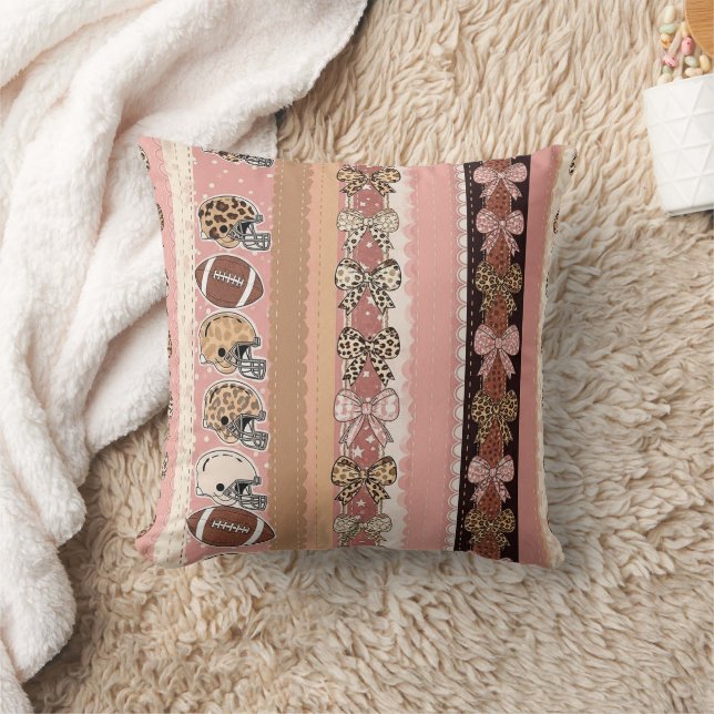 Coquette Football Bows Leopard Pattern (1) Cushion (Blanket)