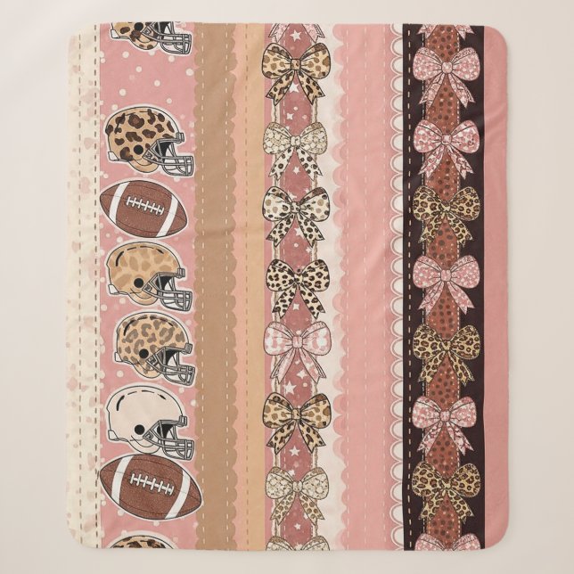 Coquette Football Bows Leopard Pattern (1) Sherpa Blanket (Front)