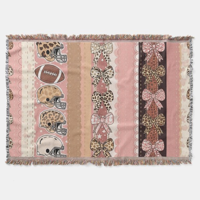Coquette Football Bows Leopard Pattern (1) Throw Blanket (Front)