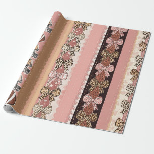 Coquette Football Bows Leopard Pattern (1) Wrapping Paper