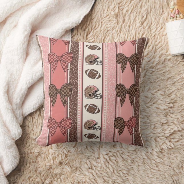 Coquette Football Bows Leopard Pattern (2) Cushion (Blanket)