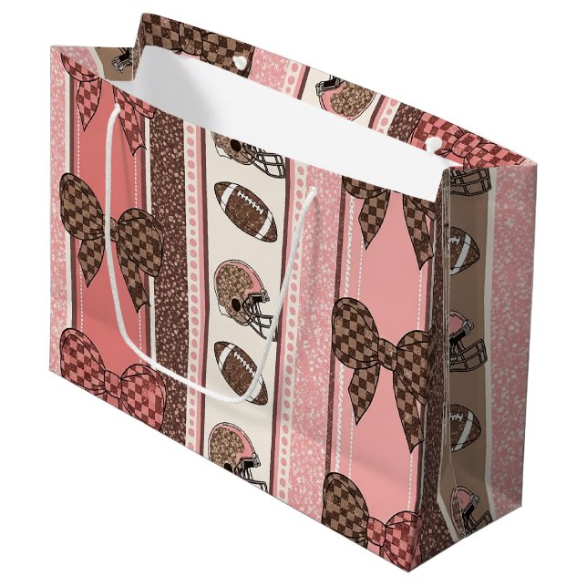 Coquette Football Bows Leopard Pattern (2) Large Gift Bag (Front Angled)
