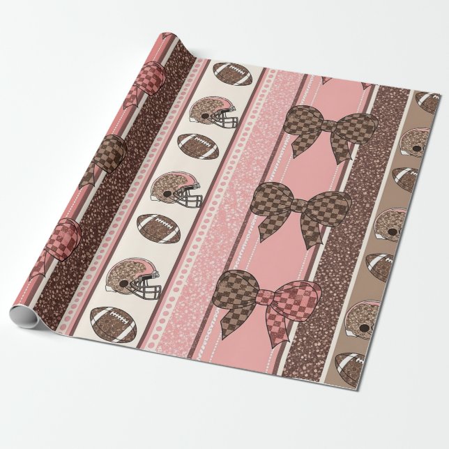 Coquette Football Bows Leopard Pattern (2) Wrapping Paper (Unrolled)