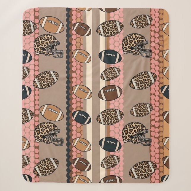 Coquette Football Bows Leopard Pattern (3) Sherpa Blanket (Front)