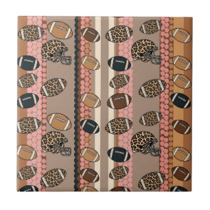 Coquette Football Bows Leopard Pattern (3) Tile