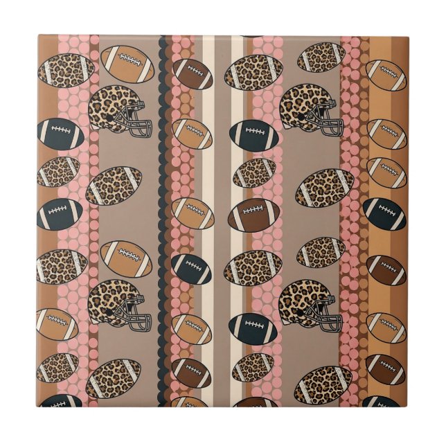 Coquette Football Bows Leopard Pattern (3) Tile (Front)