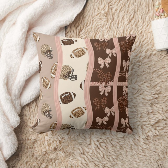 Coquette Football Bows Leopard Pattern (4) Cushion (Blanket)
