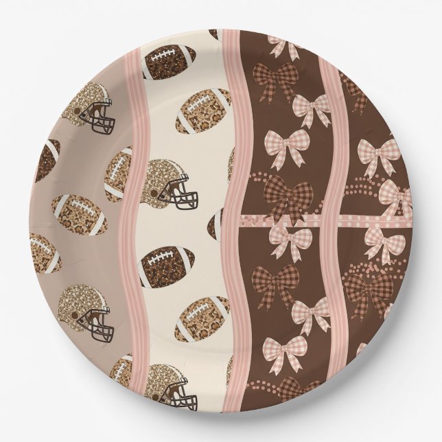 Coquette Football Bows Leopard Pattern (4) Paper Plate (Front)
