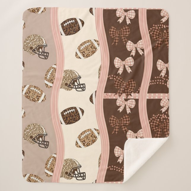 Coquette Football Bows Leopard Pattern (4) Sherpa Blanket (Front)