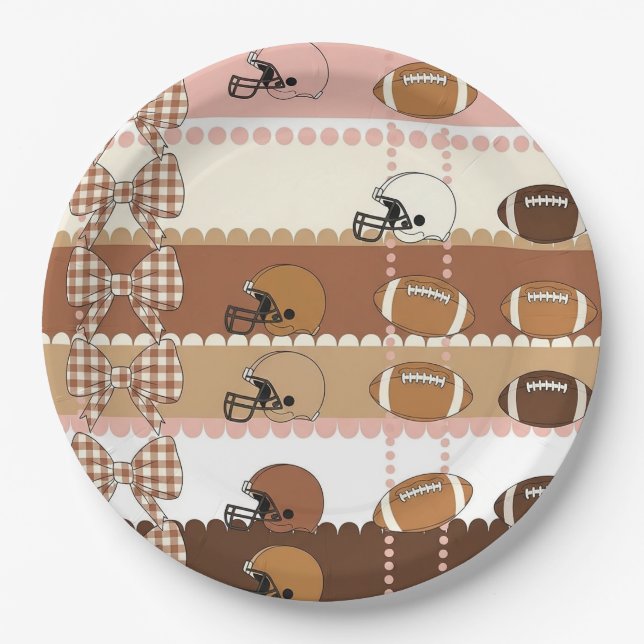 Coquette Football Bows Leopard Pattern (5) Paper Plate (Front)