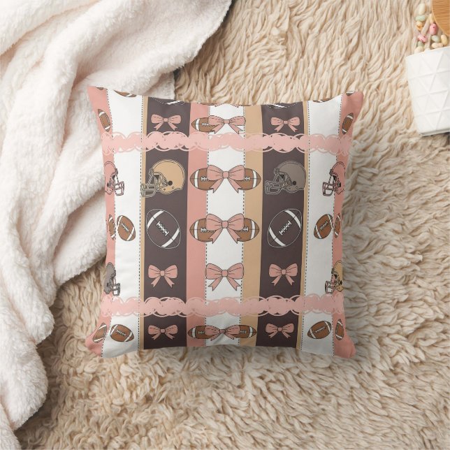 Coquette Football Bows Leopard Pattern (6) Cushion (Blanket)
