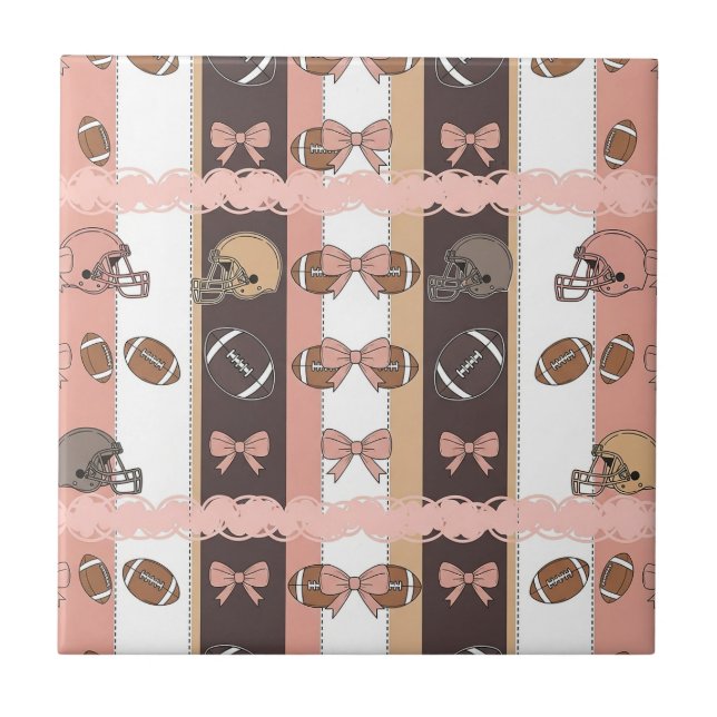Coquette Football Bows Leopard Pattern (6) Tile (Front)