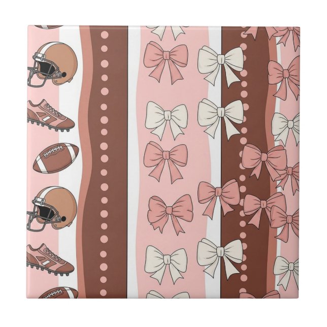 Coquette Football Bows Leopard Pattern (7) Tile (Front)