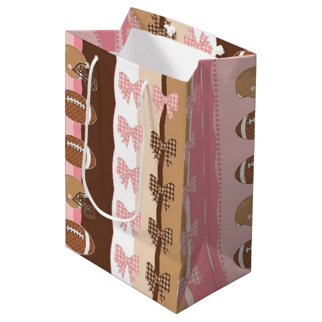 Coquette Football Bows Leopard Pattern (9) Medium Gift Bag (Front Angled)